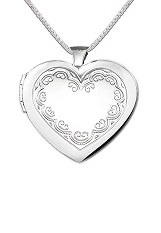 teeny lovely silver engraved heart locket baby necklace